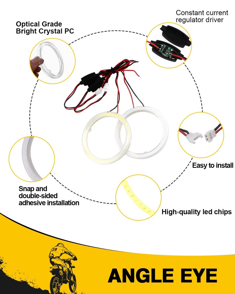 Qasim 1-Pair White 60MM 45SMD COB LED Halo Ring Angel Eyes LED Fog Light DRL Warning Lamps with Lampshade Cover 12V 24V - Image 3